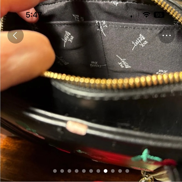 NWT Betsey Johnson Cherry Embroidered Satchel Bag Charm Y2K - Picture 8 of 10